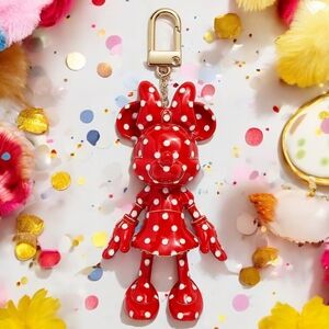 NEW Disney Polka Dot Minnie Mouse Bag Charm Keychain 3.25"x1.75 Licensed Product